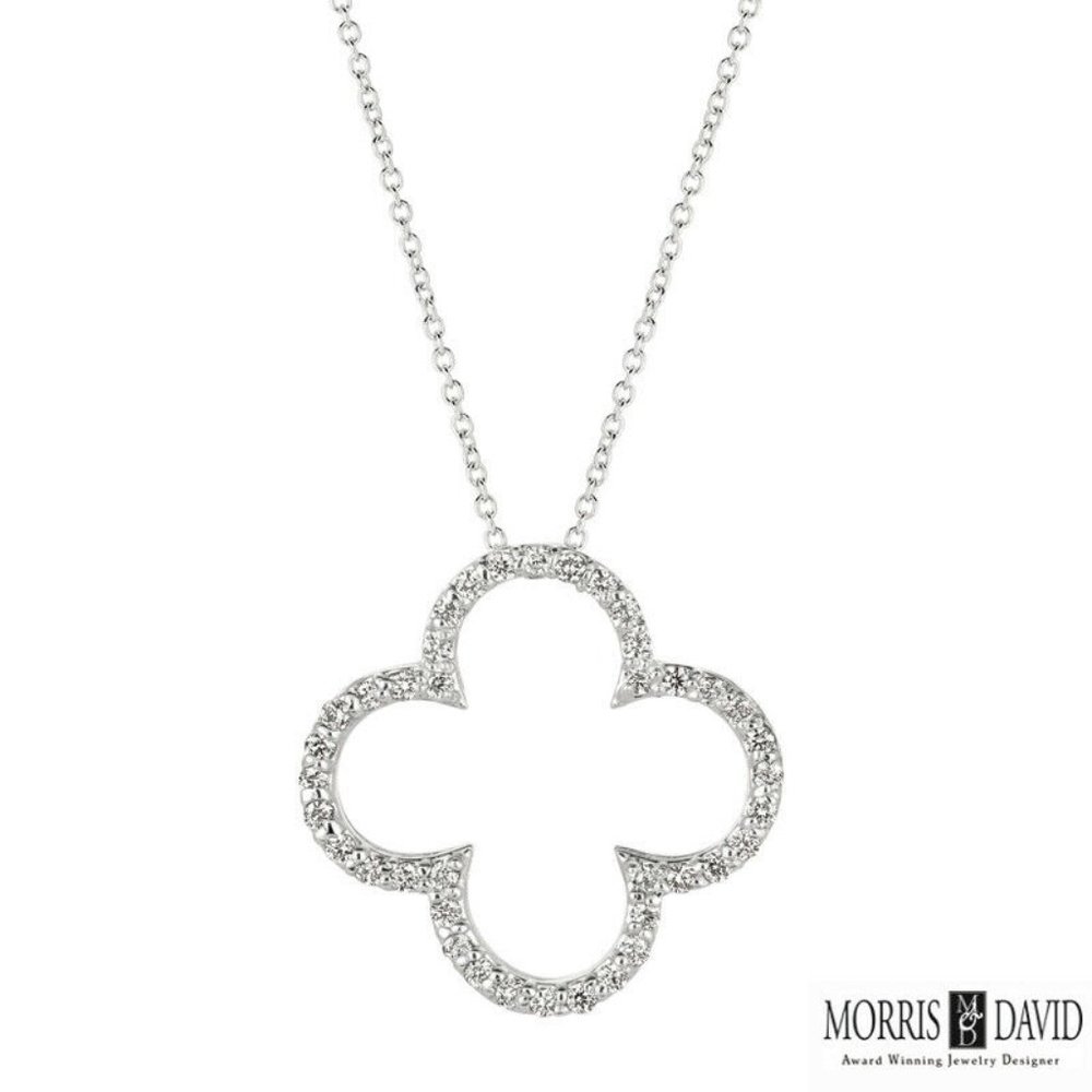 0.33 Carat Natural Diamond Clover Pendant Necklace